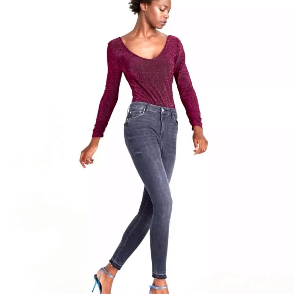 NWT ZARA Knit Shimmer Metallic Thread Bodysuit - Picture 4 of 8